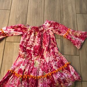 Pretty dress or coverup with bell sleeves. Can be worn off the shoulders.